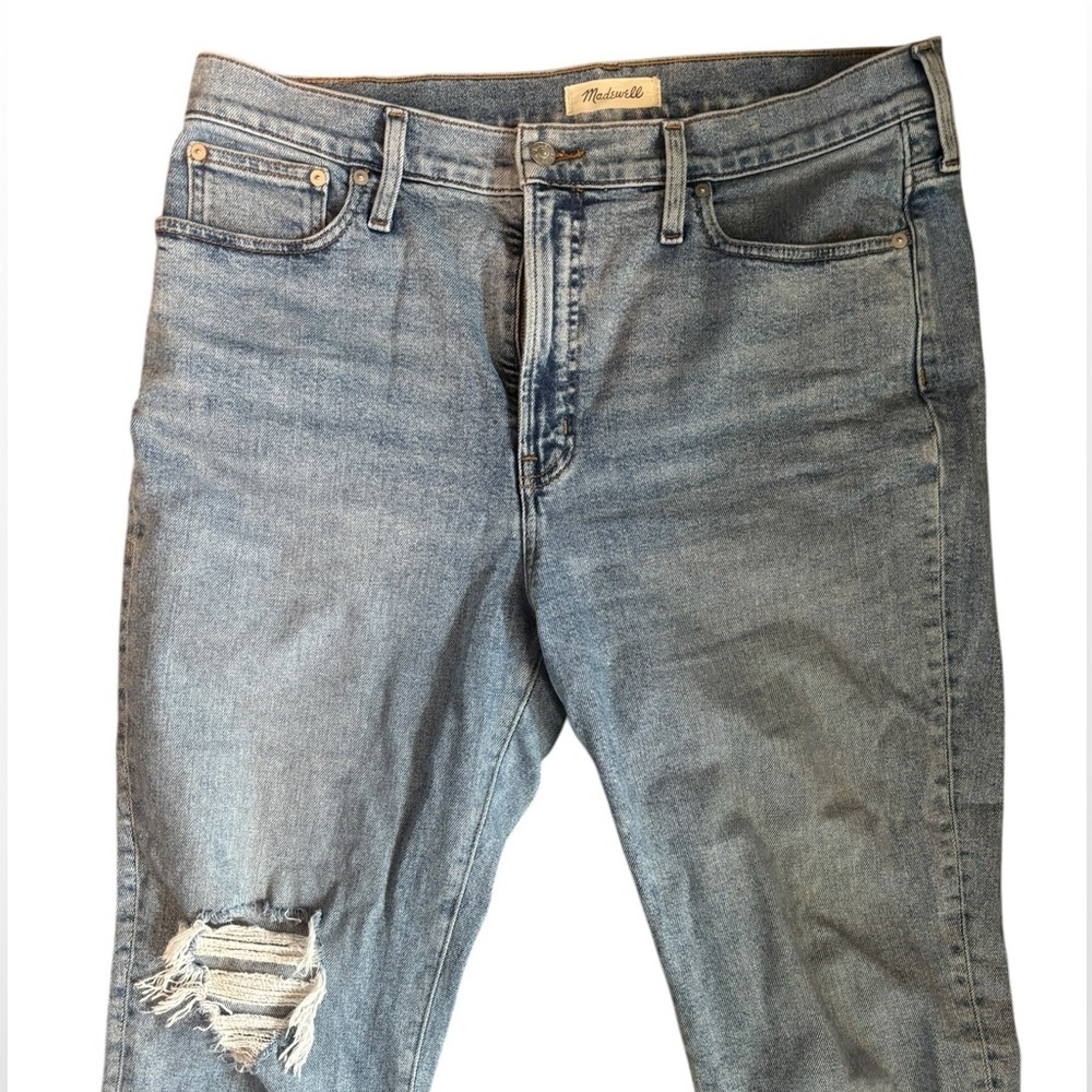 Madewell The Perfect Vintage Jean Distressed Mid Wash Straight Leg Blue Size 32 - Picture 3 of 9